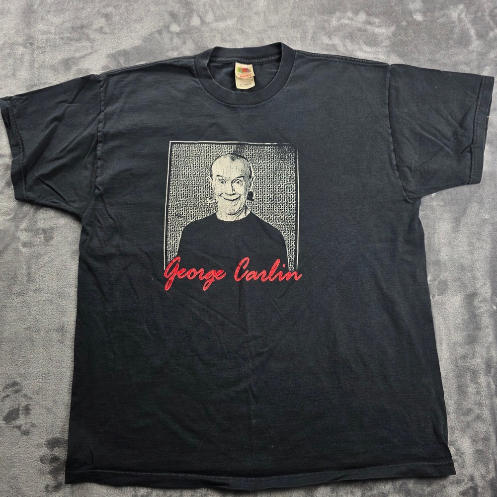 Vintage 90s George Carlin T-Shirt Men XL Black Simon Says‎ Graphic Faded Tee